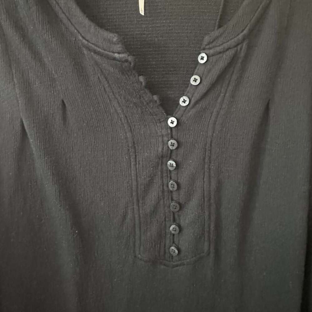 Free People Waffle Knit Henley Peasant Tunic - Picture 4 of 8